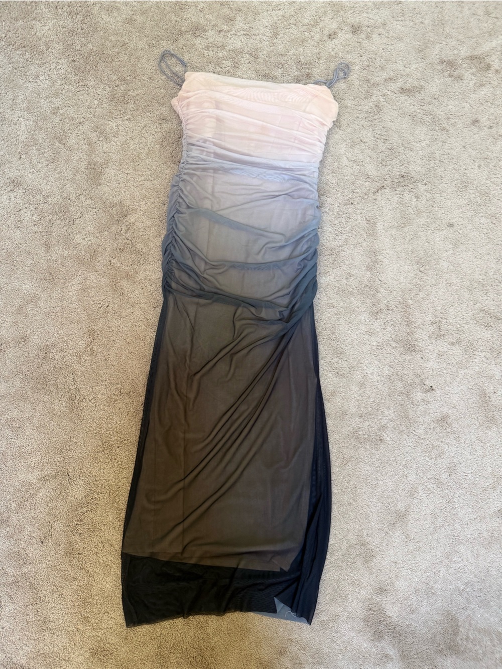 Zara Ombre Mesh Maxi Skirt - Black to Light Pink